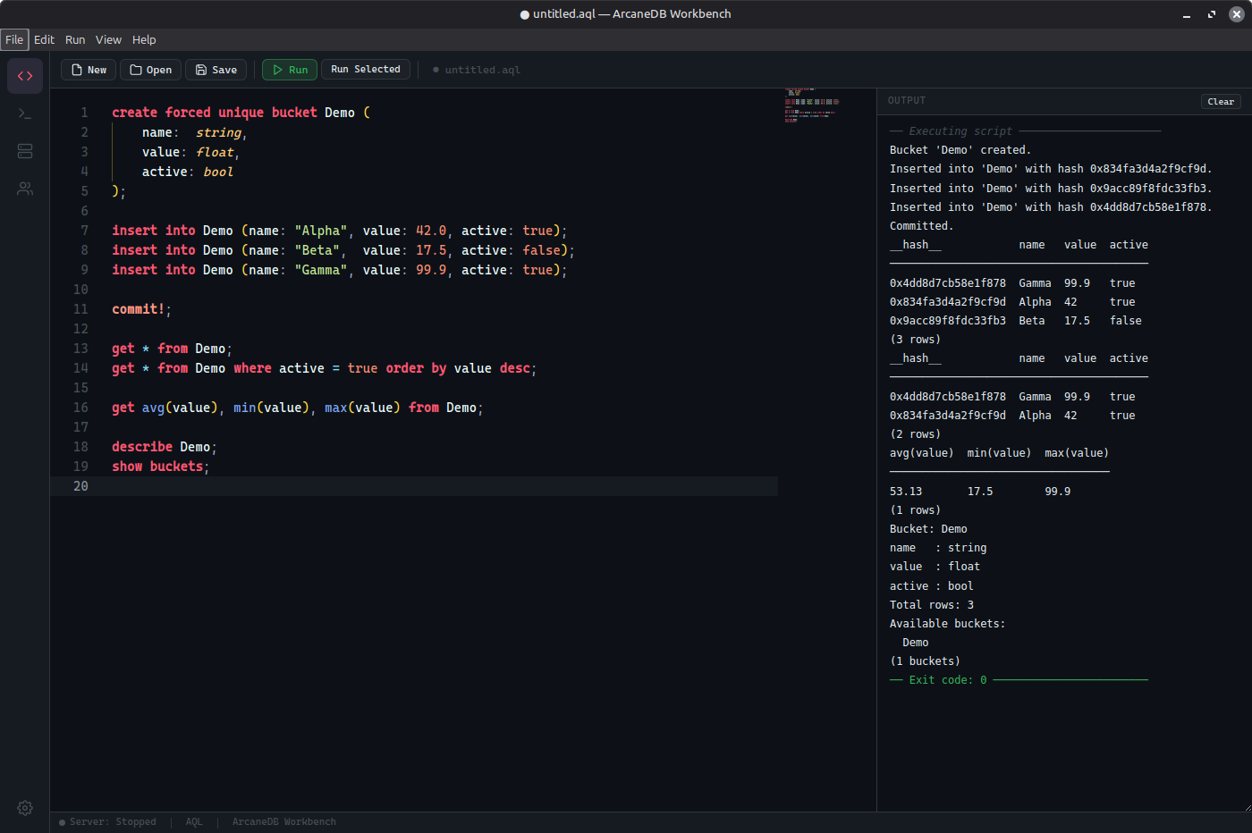 ArcaneDB Workbench — a desktop GUI for querying and managing ArcaneDB databases